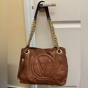 Valentino by Mario Valentino Caramel Gold Bag Verra Signature Leather